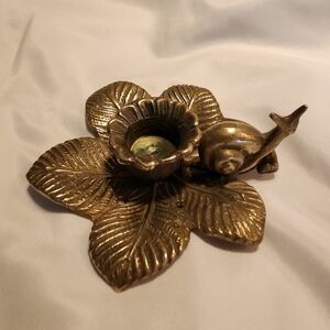 Brass Leaf Snail Candle Holder